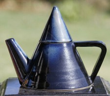 Belle théière artisanale triangle bleu Vintage Blue Triangle Ceramic Teapot