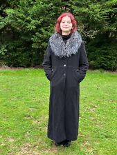 Manteau long Noir Vintage col fausse fourrure amovible T 40 L / 40 / 12