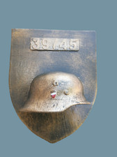 Blason 39/45 Casque Allemand 14x11 cm avec accroche au dos📌5a.