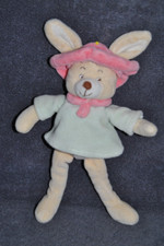 ? Doudou Lapin JOLLYBABY Chapeau Rose 20 / 25  Cm Hochet Grelot