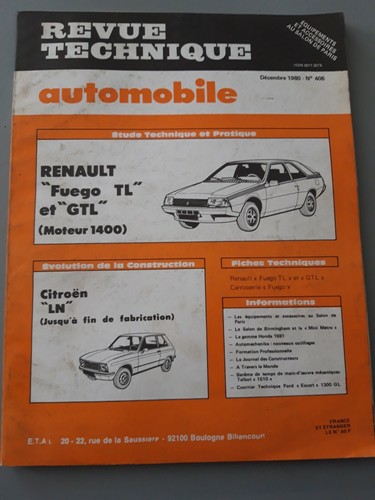 Revue technique renault - revue, fuego