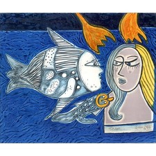 CORNEILLE Guillaume - Gravure au Carborundum  "Séduction aquatique" 57x69cm - 20