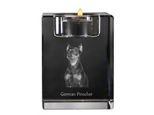 Pinscher allemand bougeoir en cristal avec chien Art-Dog
