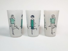 Lot 3 Anciens Verres Cabu Danse danses Vert Dessinateur vintage rare ExÉ Vintage
