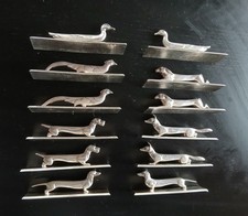 12 Portes Couteaux Apollo En Métal Argenté Animaux ART deco 