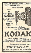 APPAREIL PHOTO KODAK PHOTO-PLAIT PARIS PUBLICITE 1916