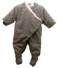 Sergent Major combipilote taupe / marron  à pois rose tissu/velours bébé 6 mois