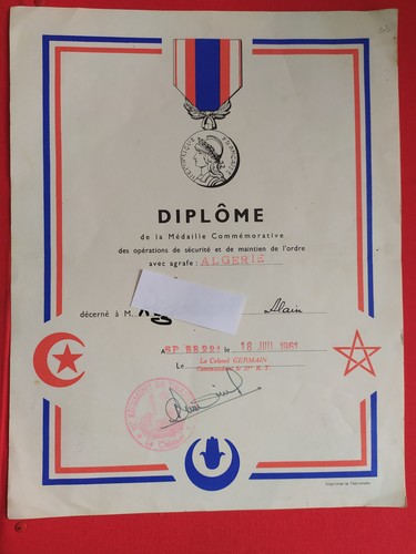 Guerre algérie diplôme - guerre, :