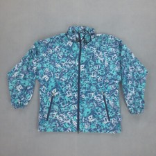 Imperméable Vintage 90s Full Print Décathlon Homme M Bleu Coupe Vent Capuche Pol