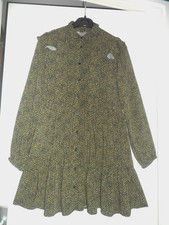 STRADIVARIUS:ROBE CHEMISIER ML MARRON A POIS NOIRS TAILLE S-36/38 TBE!!