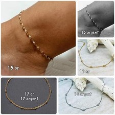 Bracelet cheville or acier, chaine cheville acier argent, bracelet cheville en l