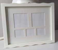 Cadre horizontal multi-photos en bois crème, à accrocher, pour 5 photos, TBE