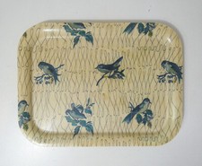 plateau en fibre de verre aux oiseaux bleus vintage