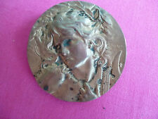 retro-collection ancien broche bronze dorée coudray medaille-orphée-musique/ange