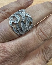 Bague Large Rhodié Zircon en Argent  Massif 925