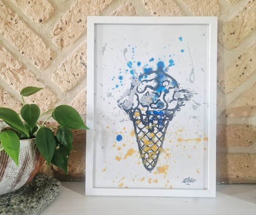 Linogravure world ice cream - linogravure,
