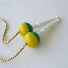 CORDE A SAUTER ancienne vintage des années 70 - verte et jaune - neuve