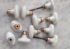 1 bouton poignee de porte ancienne en porcelaine et laiton AU CHOIX 