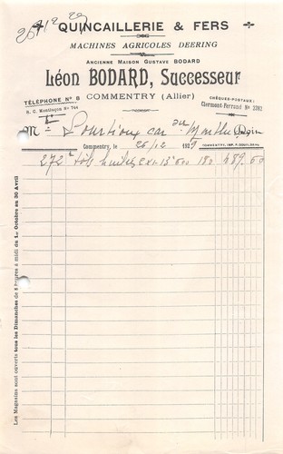 1929 quincaillerie fers - quincaillerie,
