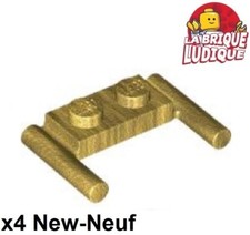 Lego 4x Plate Modified 1x2 Handles poignées bar Flat Ends or/pearl gold 3839b