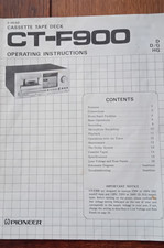 Notice / Mode d'emploi Platine Cassettes PIONEER CT-F900 - En anglais
