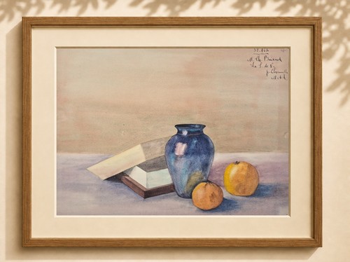 Nature morte vase bleu - , et