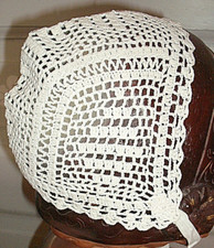 Ancien bonnet enfant bébé en coton fait main