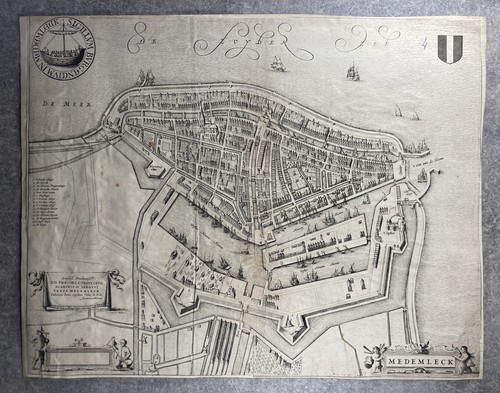Gravure vue carte medemblik - gravure,