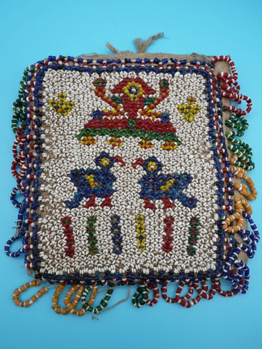 Ancien tissu brodé perles - tissu,