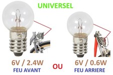 AMPOULE VELO AVANT OU ARRIERE 6V 0.6W 2.4W E10 VINTAGE FEU DYNAMO ANCIEN VILLE