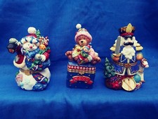 Porcelain Christmas Hand Painted Snowman,Teddy Bear or Nutcracker Trinket Boxes 