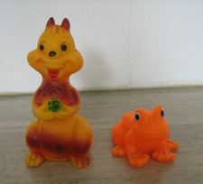 2 Ancien Jouet POUET Ecureuil & Grenouille
