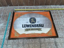 Magnifique Cadre À Miroir Publicitaire Vintage de Collection Bière Lowenbräu