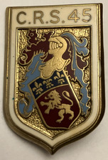 INSIGNE POLICE NATIONALE : " C.R.S. 45 " DRAGO PARIS DOS GUILLOCHE 2 ANNEAUX