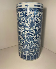 vintage chinese large roll porcelain vase for umbrella brush great condition