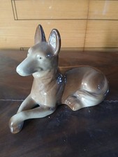 Saint Clément  Statuette chien Berger Allemand Art Déco Céramique Estampillée 