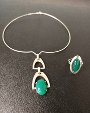 Ancien Collier Et Bague Agate