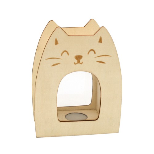 Tirelire chat bois naturel - -,