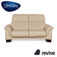 Sofa Couch Stressless Paradise En Cuir Beige Deux Places Fonction Manuelle
