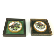 Cadres décoratifs ancien - scène de chasse à courre-