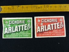 Lot de 2 timbres vignettes publicité CICHORIE ARLATTE & Co ACHTEN Reklamemarke