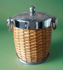 seau a glace osier rotin (années 70) vintage