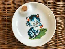 4 ⚜️ Ancienne Assiette à Bouillie de Bébé L'hirondelle en Porcelaine Vintage