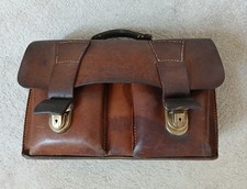 1940s Ancienne Sacoche De Medecin Cartable En Cuir Old Leather Swiss Bag WW2