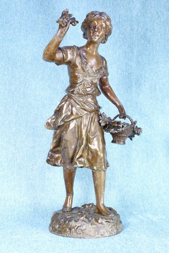 Girl sculpture with - , basket