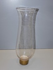 -ANCIEN VERRE POUR LAMPE  PHOTOPHORE en VERRE CRISTALLIN BAGUE BRONZE     D