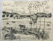 Franck INNOCENT (1912-1983) Dessin Mine de Plomb Paysage nature Normandie Signée
