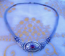Ancien tour de cou collier argent Grenat
