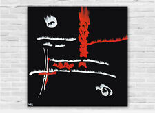 peinture abstraite, noir blanc rouge, tableau contemporain décoratif déco murale