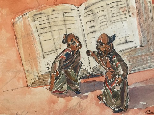 Peinture 1950 gouache - gouache, papier